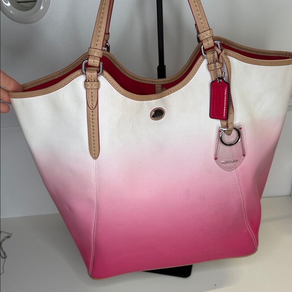 Coach Peyton Ombre tote bag hot pink cream tan purse shoulder ba F29283 - Picture 4 of 12
